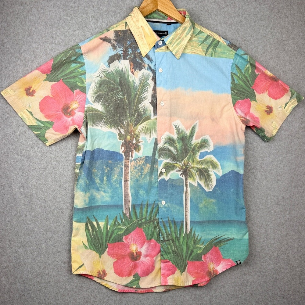 Ocean Current Shirt Mens M Multicolor Tropical Beach  Button Down